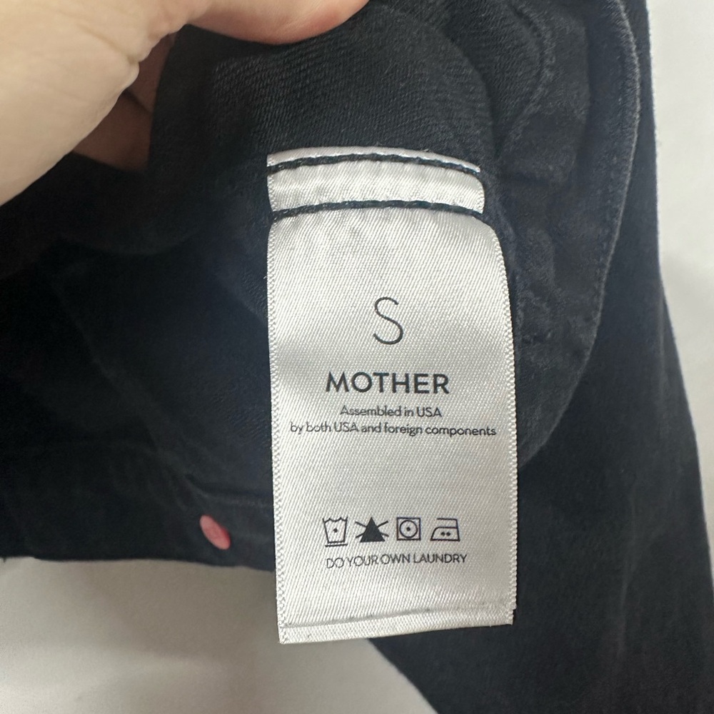 $336 Snacks Mother Women's Black The Chiclet Zip Crop Denim Jacket Size Small - Picture 7 of 8